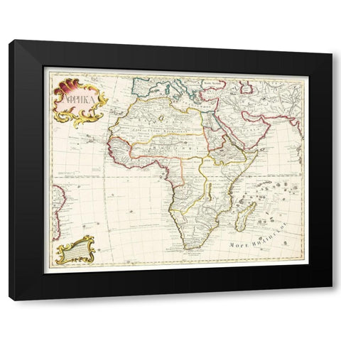 Map of Africa 1722 Black Modern Wood Framed Art Print with Double Matting by The Beinecke Rare Book and Manuscript Library