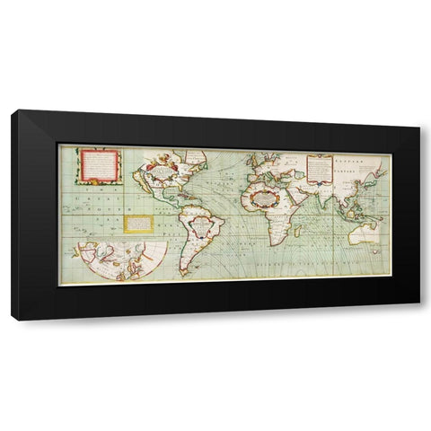 Nova and accuratissima totius terrarum Anno 1700 Black Modern Wood Framed Art Print with Double Matting by Thornton, Samuel
