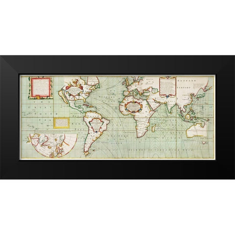 Nova and accuratissima totius terrarum Anno 1700 Black Modern Wood Framed Art Print by Thornton, Samuel