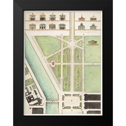 Jardin Public-Champs Elysees Black Modern Wood Framed Art Print by Motte, Charles