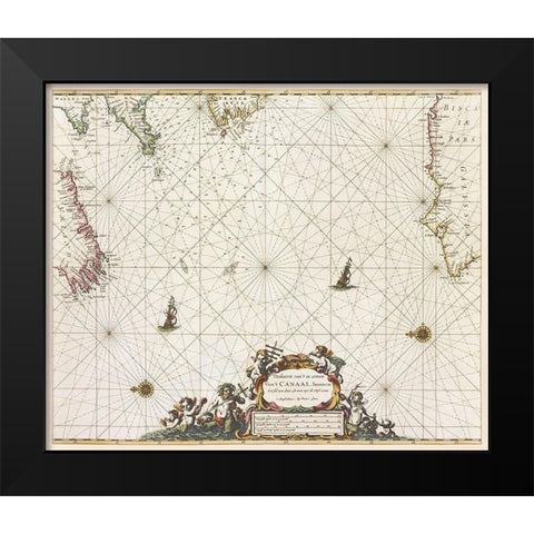 Paskaert vant in comen vant Canaal Black Modern Wood Framed Art Print by Goos, Pieter