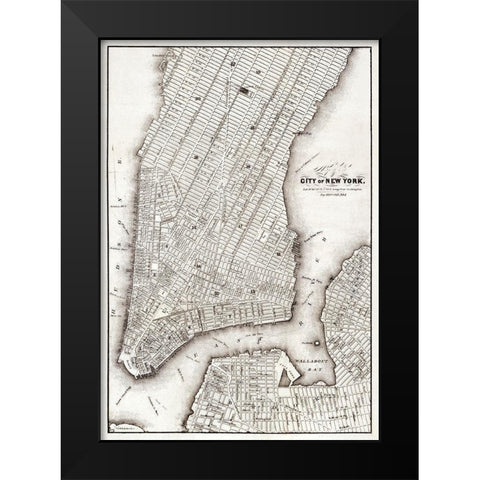 Map of the city of New York-1850 Black Modern Wood Framed Art Print by Library of Congress Geography and Map Division Washington