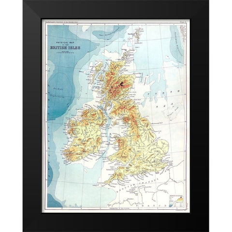 Gazetteer of the British Isles-statistical and topographical 1887 Black Modern Wood Framed Art Print by Bartholomew, John