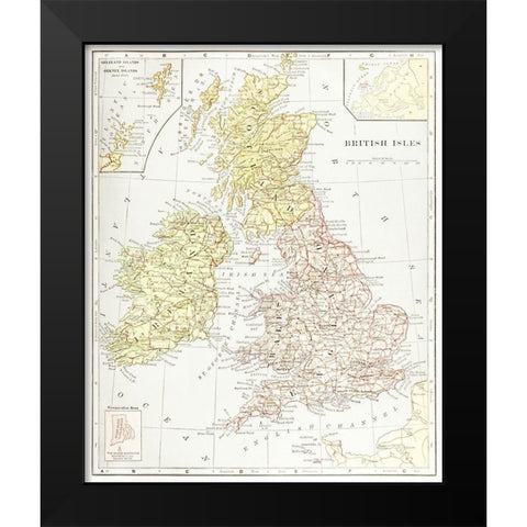 Geography of the British Isles 1886 Black Modern Wood Framed Art Print by Davidson, Thomas McLaren