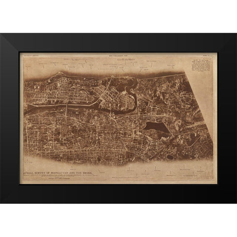 New York City Detail-photographed from two miles up in the air 1922 Black Modern Wood Framed Art Print by The Lionel Pincus and Princess Firyal Map Division