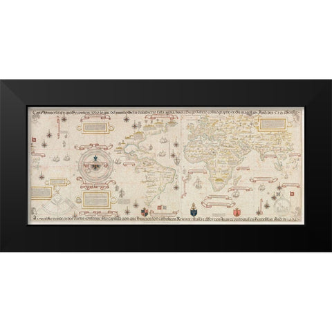 World Map 1900 Black Modern Wood Framed Art Print by Ribeiro, Diogo