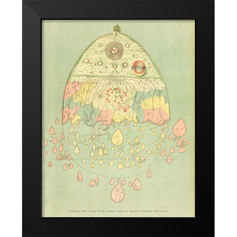 A Burmese map of the world 1906 Black Modern Wood Framed Art Print by Griggs, William