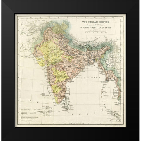 Second Edition of The Imperial Gazetteer of India 1885 Black Modern Wood Framed Art Print by Hunter, William Wilson