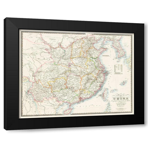 Map of China-1848 Black Modern Wood Framed Art Print with Double Matting by Wyld, James
