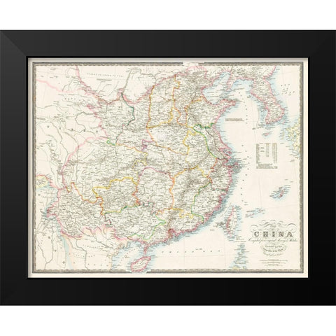 Map of China-1848 Black Modern Wood Framed Art Print by Wyld, James