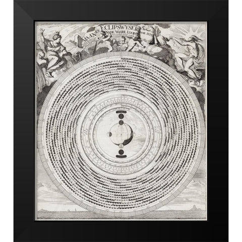Moon and Eclipse Pointer 1695 Black Modern Wood Framed Art Print by Luyken, Caspar