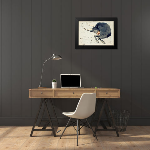 Astronomical chart illustration of the Taurus Black Modern Wood Framed Art Print by Hall, Sidney