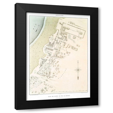 Plan of the ruins of Tell el Amarna 1878 Black Modern Wood Framed Art Print with Double Matting by d Avennes, Emile Prisse
