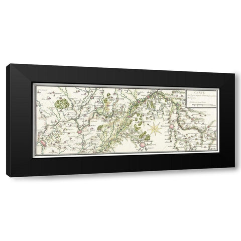 Drawn map of the French lines in Brabant Black Modern Wood Framed Art Print by Vintage Maps