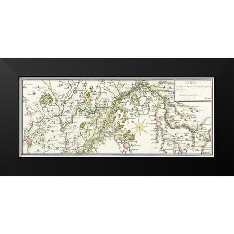 Drawn map of the French lines in Brabant Black Modern Wood Framed Art Print by Vintage Maps