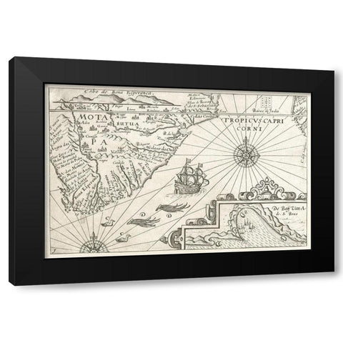 Map of the Cape of Good Hope Black Modern Wood Framed Art Print by Vintage Maps