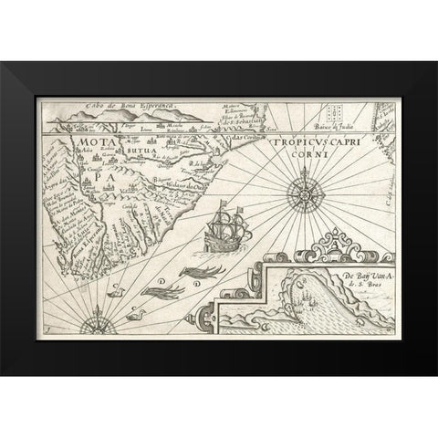 Map of the Cape of Good Hope Black Modern Wood Framed Art Print by Vintage Maps