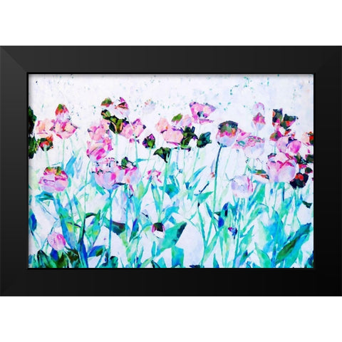 Blooming Black Modern Wood Framed Art Print by Ghanooni, Sarah