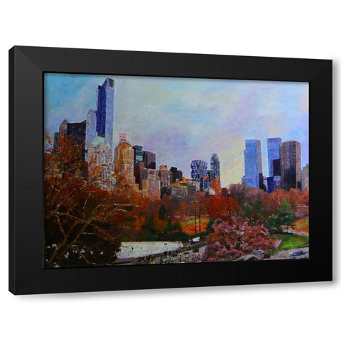 Fall in Central Park Black Modern Wood Framed Art Print by Ghanooni, Sarah