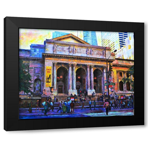 New York Library Black Modern Wood Framed Art Print with Double Matting by Ghanooni, Sarah