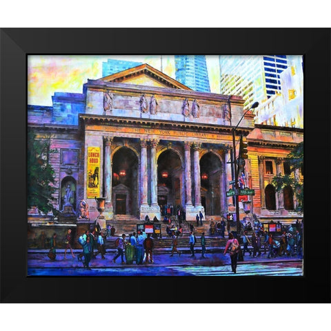 New York Library Black Modern Wood Framed Art Print by Ghanooni, Sarah