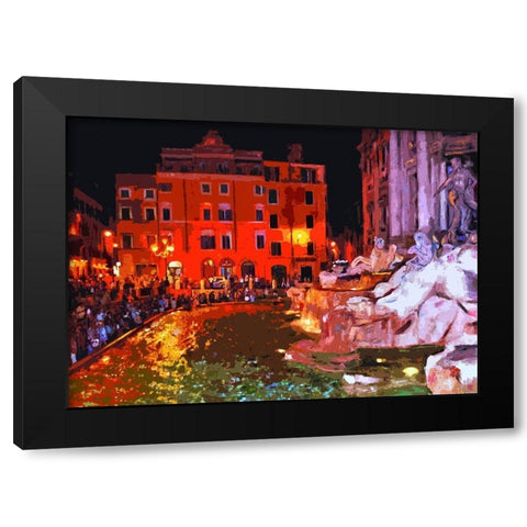Trevi Fountain Black Modern Wood Framed Art Print with Double Matting by Ghanooni, Sarah