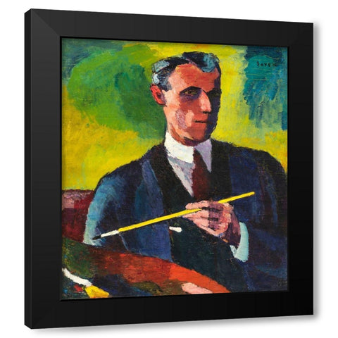 Self-Portrait Black Modern Wood Framed Art Print by Sayen, Henry Lyman