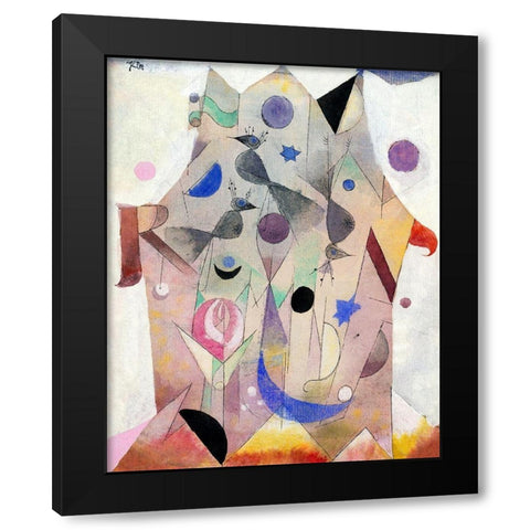 Persian Nightingales Black Modern Wood Framed Art Print with Double Matting by Klee, Paul