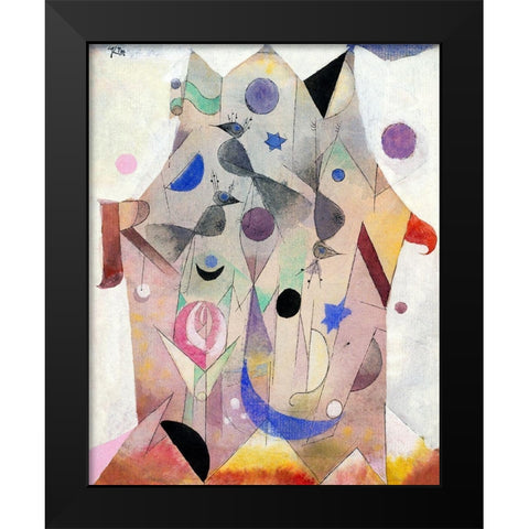 Persian Nightingales Black Modern Wood Framed Art Print by Klee, Paul