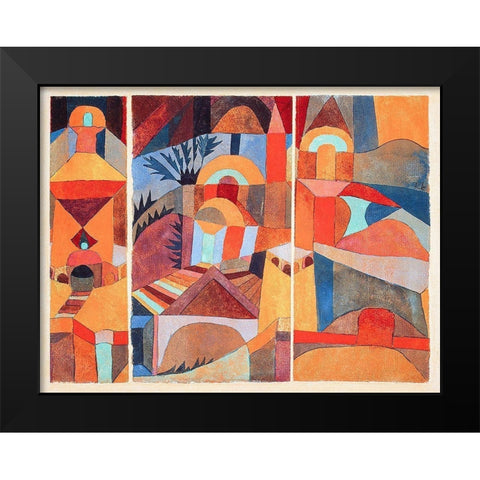 Temple Gardens Black Modern Wood Framed Art Print by Klee, Paul