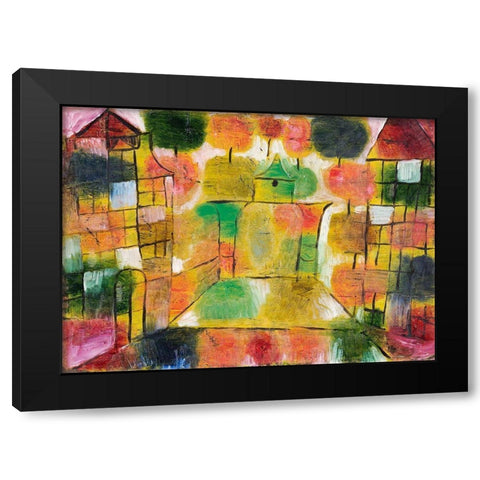Tree and Architecture-Rhythms Black Modern Wood Framed Art Print with Double Matting by Klee, Paul