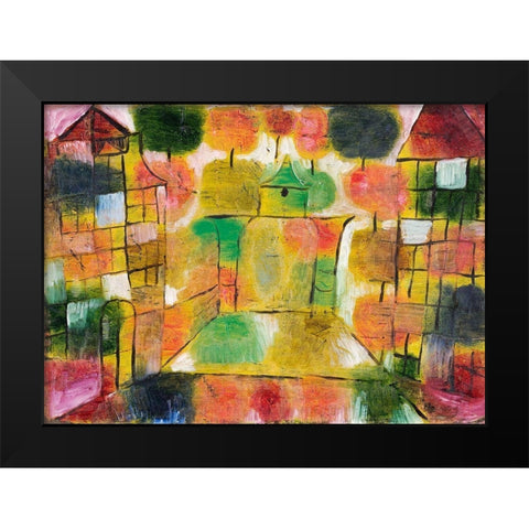 Tree and Architecture-Rhythms Black Modern Wood Framed Art Print by Klee, Paul