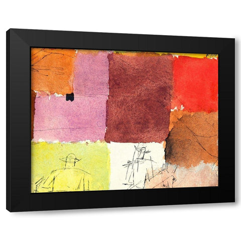 Composition with Figures Black Modern Wood Framed Art Print by Klee, Paul