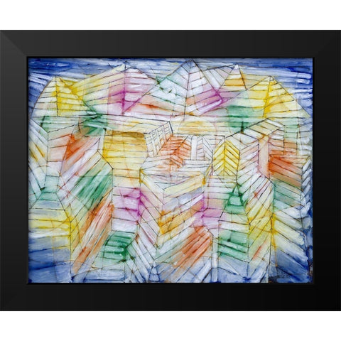 Theater Mountain Construction Black Modern Wood Framed Art Print by Klee, Paul