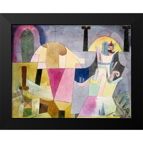 Black Columns in a Landscape Black Modern Wood Framed Art Print by Klee, Paul