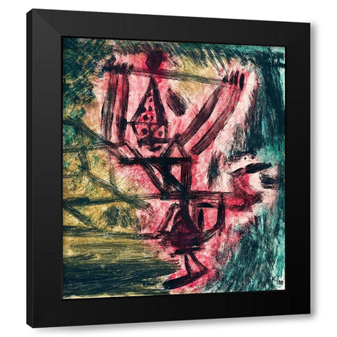 Fire Clown Black Modern Wood Framed Art Print by Klee, Paul