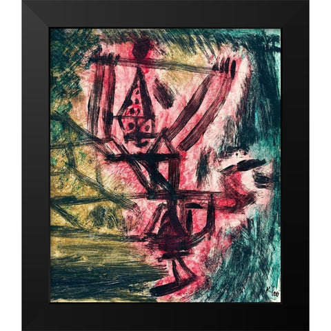 Fire Clown Black Modern Wood Framed Art Print by Klee, Paul