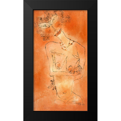 Lady Inclining Her Head Black Modern Wood Framed Art Print by Klee, Paul