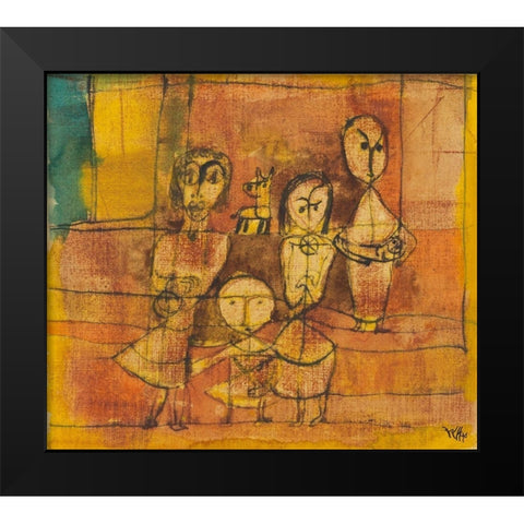 Children with Dog 1920 Black Modern Wood Framed Art Print by Klee, Paul