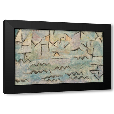 The Rhine at Duisburg Black Modern Wood Framed Art Print with Double Matting by Klee, Paul