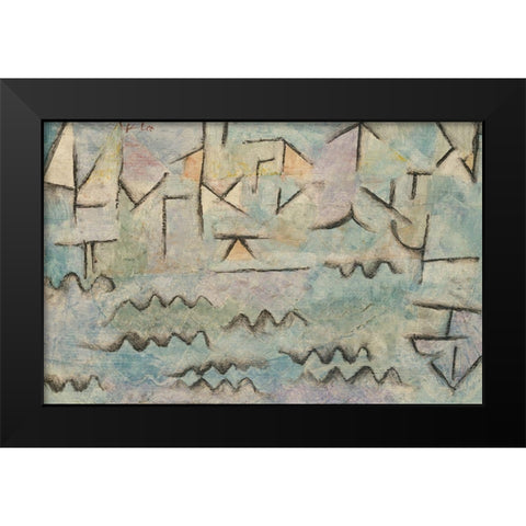 The Rhine at Duisburg Black Modern Wood Framed Art Print by Klee, Paul