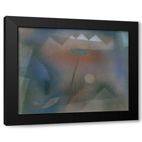 Bird Wandering Off Black Modern Wood Framed Art Print by Klee, Paul