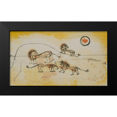 A Pride of Lions Black Modern Wood Framed Art Print by Klee, Paul