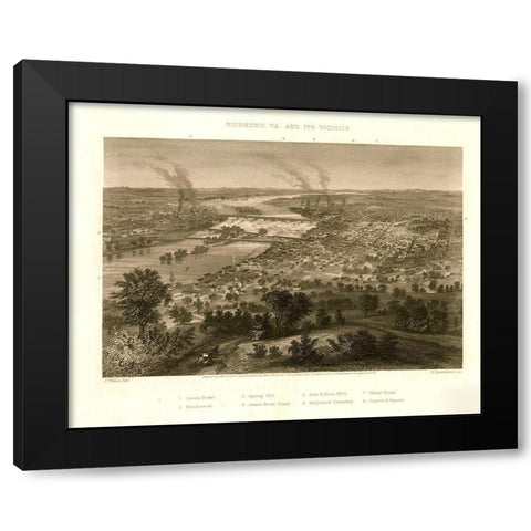 Richmond Virginia and Vicinity during the Civil War 1863 Black Modern Wood Framed Art Print with Double Matting by Vintage Places
