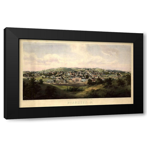 Staunton Virginia 1857 Black Modern Wood Framed Art Print with Double Matting by Vintage Places