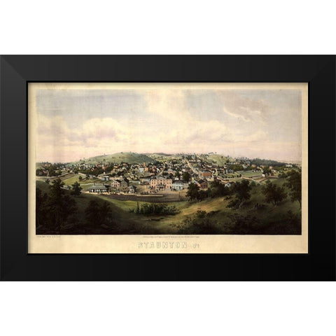 Staunton Virginia 1857 Black Modern Wood Framed Art Print by Vintage Places