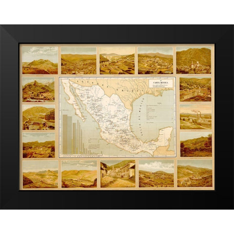 Mineralogical Map of Mexico Black Modern Wood Framed Art Print by Vintage Maps