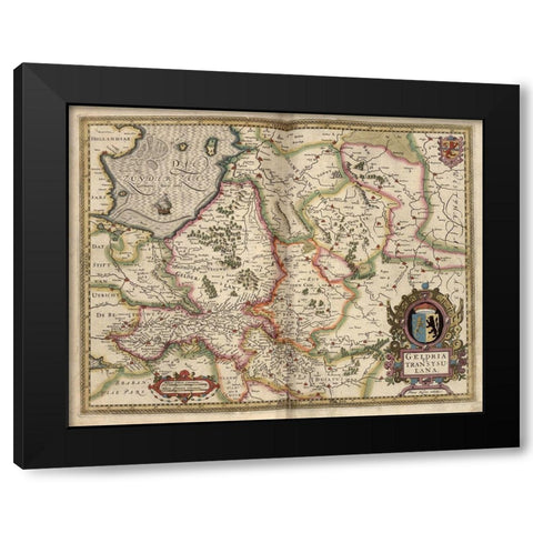 Map of Transylvania Roumania Black Modern Wood Framed Art Print with Double Matting by Vintage Maps