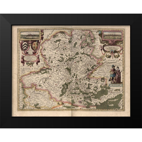 Maps of Hainot Belgium Black Modern Wood Framed Art Print by Vintage Maps