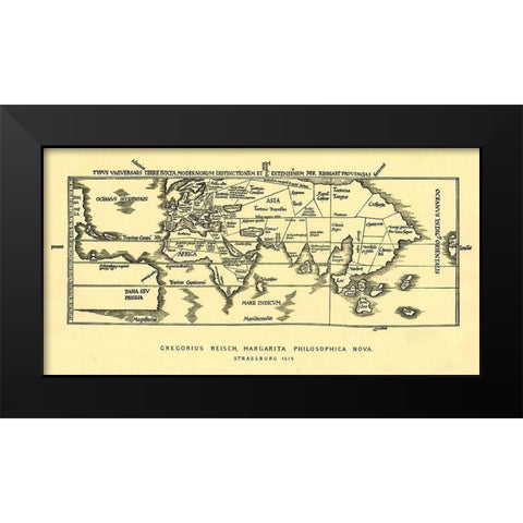 World Map Black Modern Wood Framed Art Print by Vintage Maps